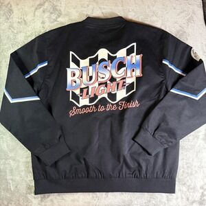 Busch Light Snap Button Bomber Jacket Smooth to the Finish Graphic XXL
